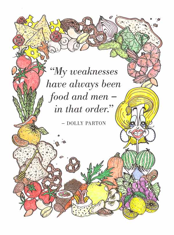 dolly parton melons in foodie coloring book